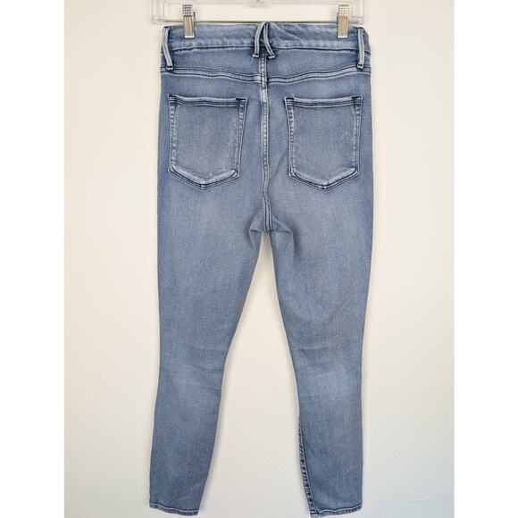 Good American Jeans Good Waist Crop Skinny Distressed Stretch Blue Size 8 29 - Picture 4 of 11